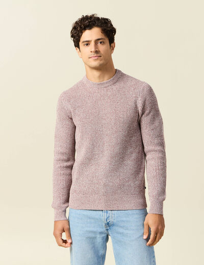 Pull manches longues vieux rose homme