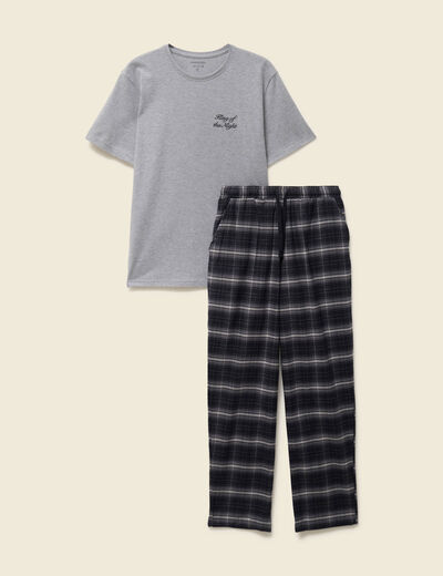 Pyjama haut et bas gris fonc&eacute; homme