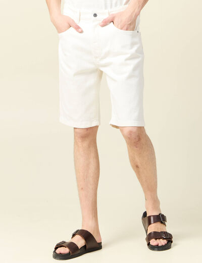 Bermuda droit en jean denim blanc homme