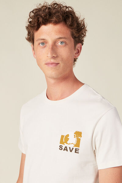 T-shirt manches courtes ecru homme