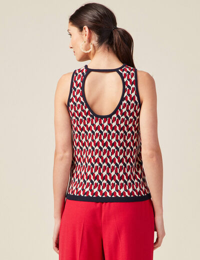 Pull débardeur dos ouvert bleu marine femme