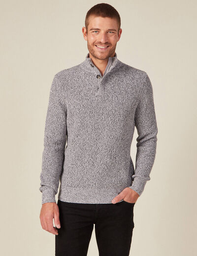 Pull manches longues gris foncé homme