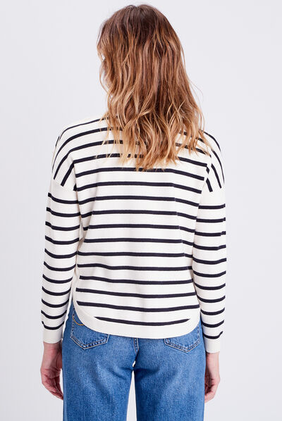 Pull manches longues ecru femme