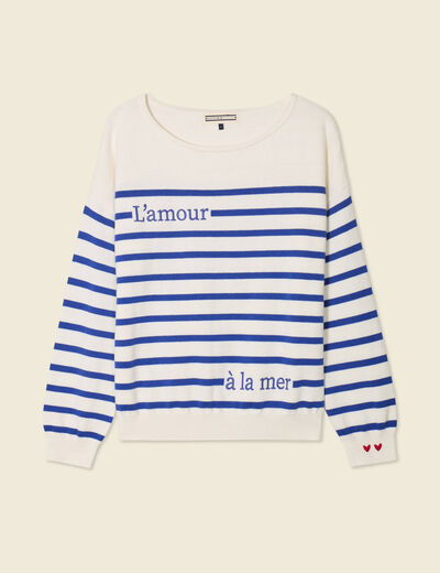 Pull manches longues ecru femme