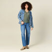 Pull col en V éco-responsable vert kaki femme