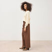 Pantalon large ray&eacute; taille standard marron fonc&eacute; femme