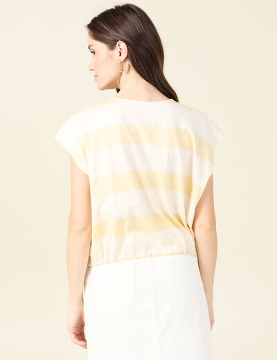 T-shirt manches courtes jaune clair femme