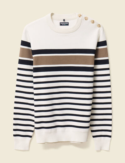 Pull manches longues ecru homme