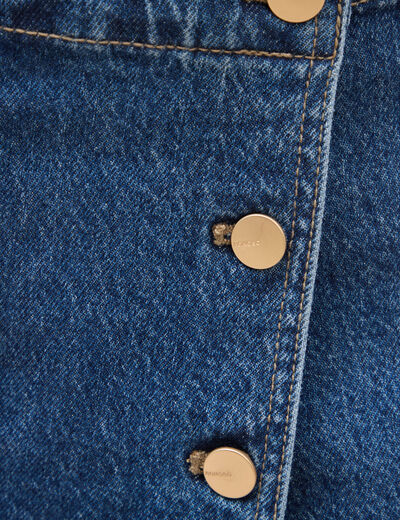 Jupe-short taille haute en jeans denim stone femme