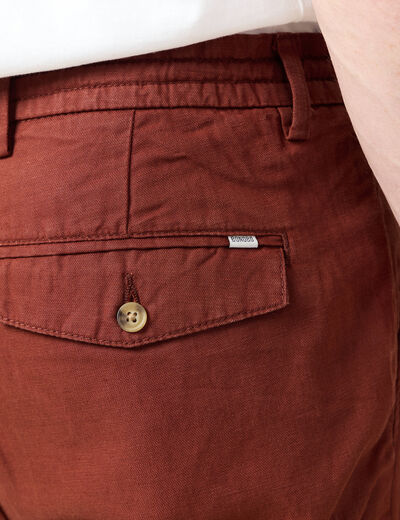Bermuda droite à coulisse marron cognac homme