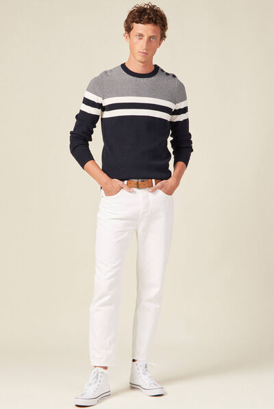 Pull manches longues bleu marine homme