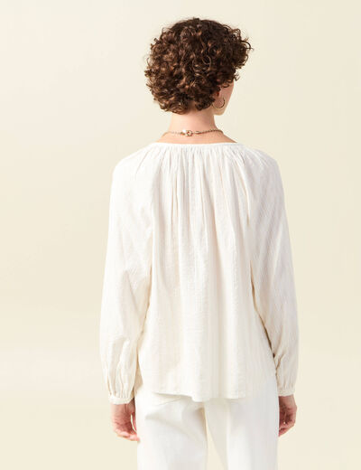 Blouse manches longues ecru femme