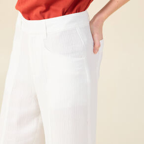 Pantalon cargo fluide ecru femme