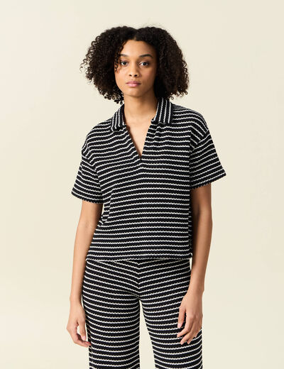 Polo manches courtes noir femme
