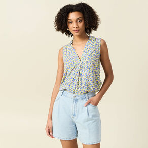 Blouse sans manches bleu femme