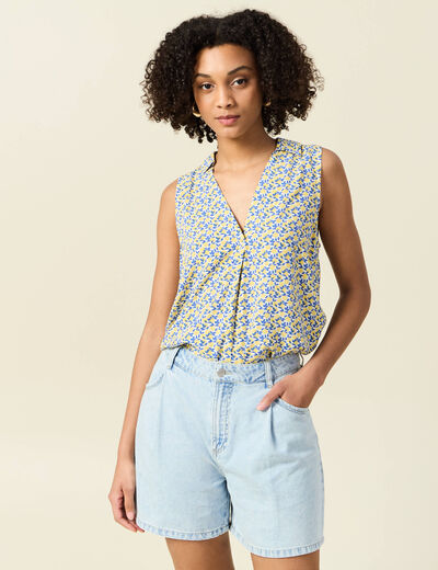 Blouse sans manches bleu femme