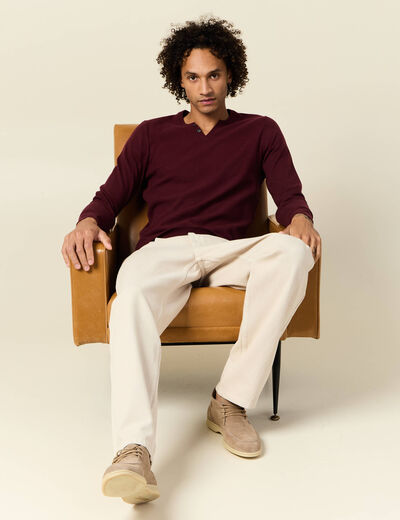 Pull manches longues rouge foncé homme