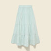 Jupe longue &eacute;vas&eacute;e en coton doubl&eacute;e vert pastel femme