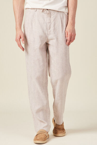 Pantalon chino droit 2 poches ecru homme