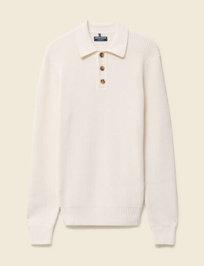 Polo manches longues ecru homme