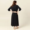 Robe droite manches longues 3/4 noir femme