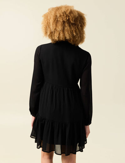 Robe manches longues doubl&eacute;e noir femme
