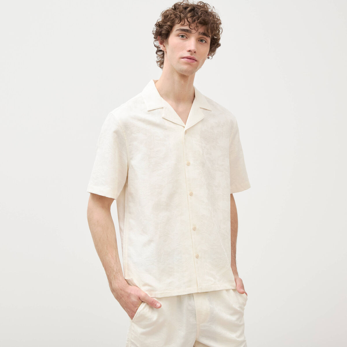 Chemise boyfriend manches courtes ecru homme