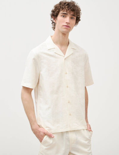 Chemise boyfriend manches courtes ecru homme