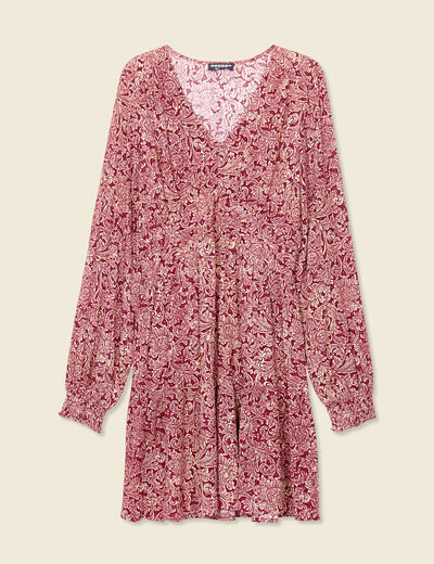 Robe évasée fluide bordeaux femme
