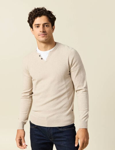 Pull manches longues sable homme