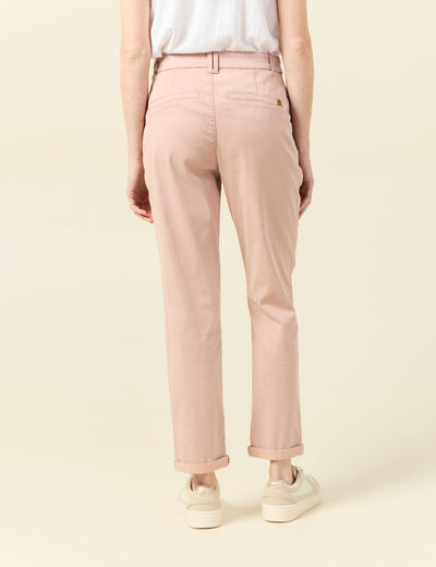 Pantalon chino cigarette rose clair femme