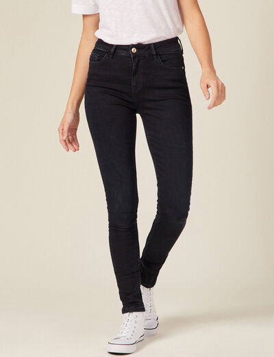 Jeans skinny taille haute denim blue black femme