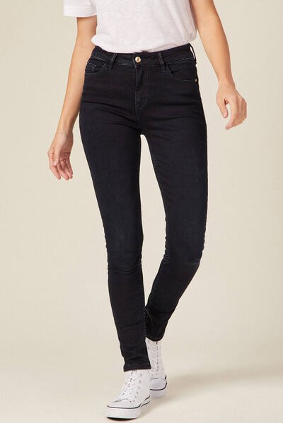 Jeans skinny taille haute denim blue black femme