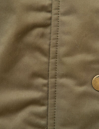Parka oversize courte &agrave; capuche vert kaki femme