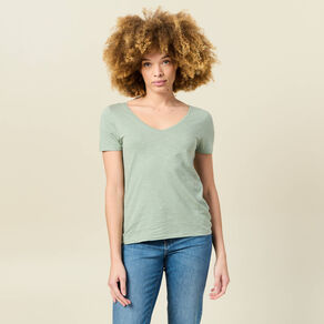 T-shirt manches courtes vert kaki femme