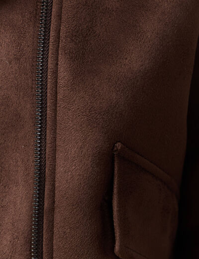 Bombardier court droit similicuir marron femme