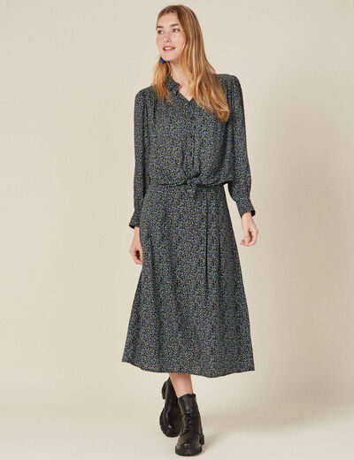 Jupe longue évasée noir femme