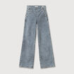Pantalon large &agrave; pont taille haute denim used femme