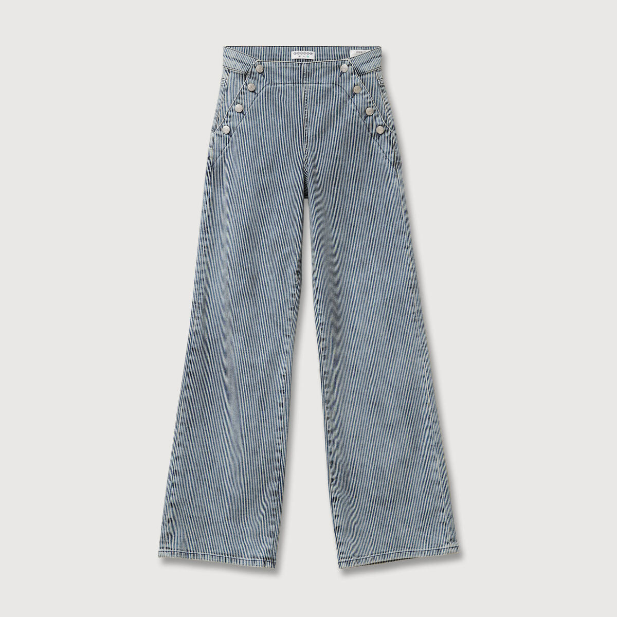 Pantalon large &agrave; pont taille haute denim used femme