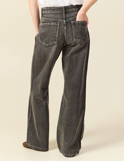 Jeans large taille haute denim snow gris femme