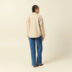 Blouson boutonn&eacute; brod&eacute; beige femme