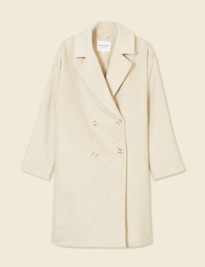 Manteau long oversize creme femme