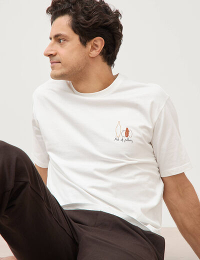 T-shirt en coton ecru homme
