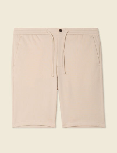 Bermuda droit élastiqué beige homme