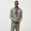Pull droit tweed manches longues vert kaki homme