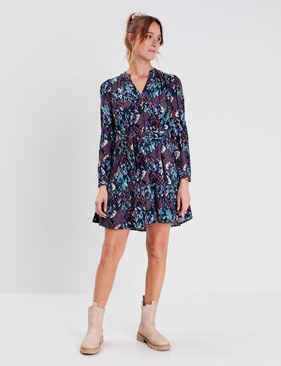 Robe droite ceinturée vert émeraude femme