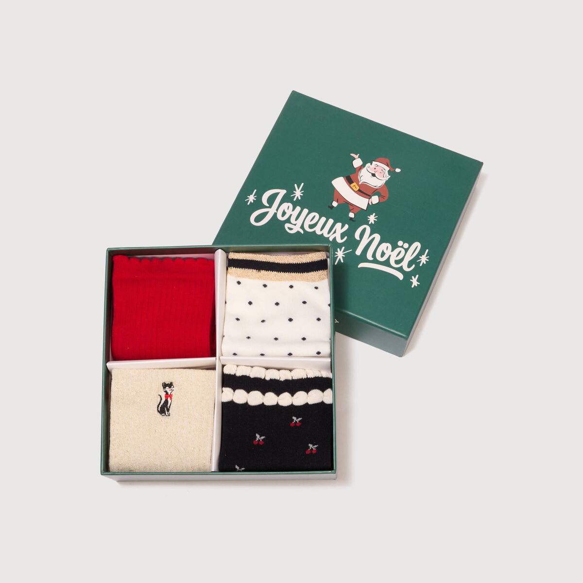 Lot de 4 paires chaussettes hautes noir femme