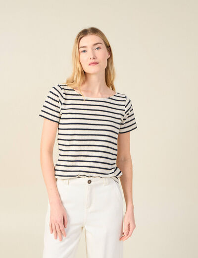 T-shirt manches courtes ecru femme