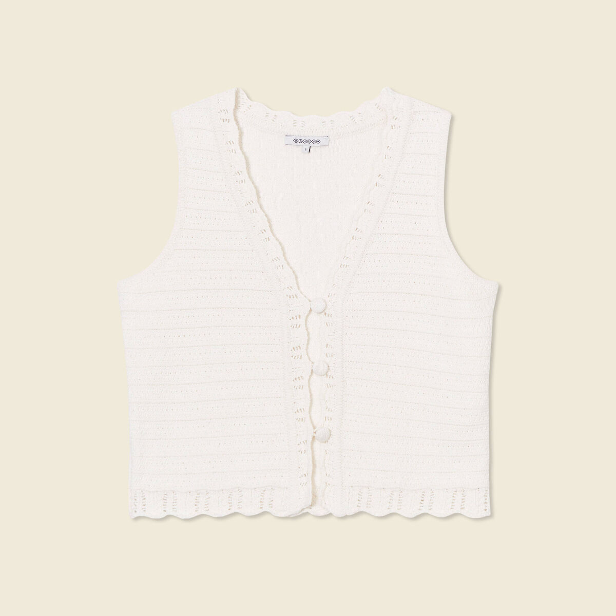 Gilet sans manches creme femme