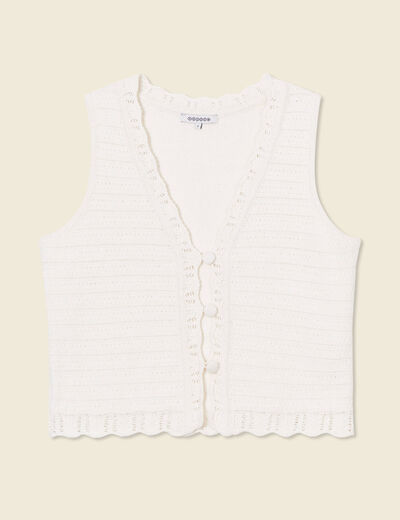 Gilet sans manches creme femme